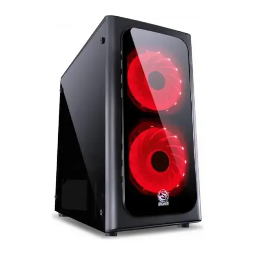 Gabinete Gamer PCYes! Venus Preto da cor led vermelha + 3 Fans Instaladas