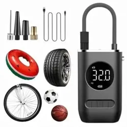 Bomba de Ar Digital Mini Calibrador Compressor de Pneus Carro Moto Bike Com Lanterna Led P