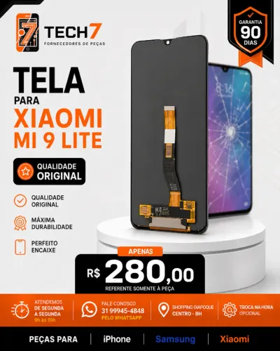 Tela Xiaomi Mi 9 LITE ORI - Bom Custo-Beneficio com Garantia de 90 Dias
