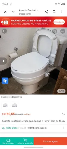 Assento sanitário com tampa, 13 cm altura