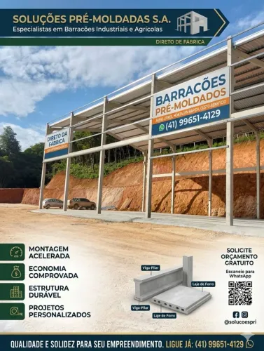 BARRACÃO PRÉ MOLDADO <br>DIRETO FÁBRICA <br>(41) *