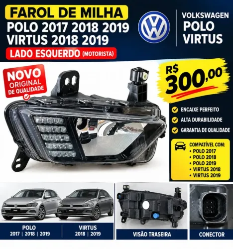 Lanterna auxiliar Polo/Virtus 2017 a 2019