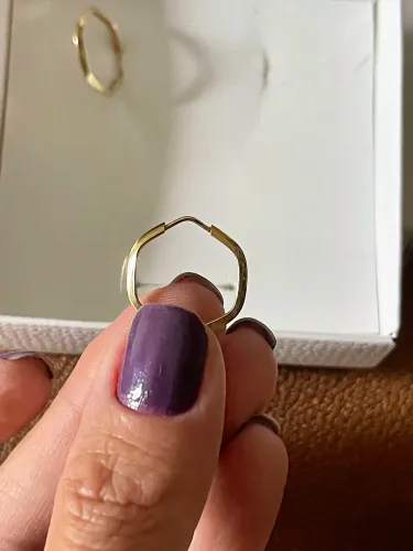 Brinco argola hexagonal ouro amarelo 18k legítimo