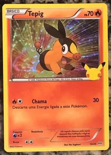 Carta Holográfica Pokemon TCG Coleção McLanche Feliz 25 Anos - Tepig