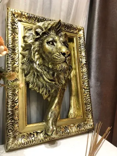 Quadro De Leão Escultura Decoração Casa Sala Alto Relevo 3d