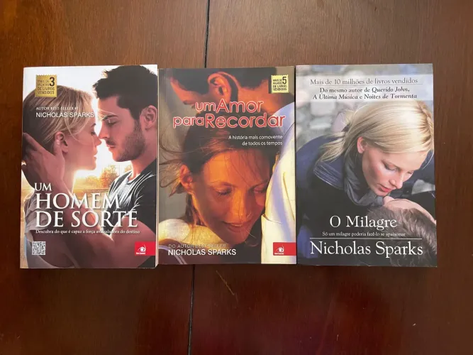 Livros do Nicholas Sparks: Um Amor para Recordar, Um Homem de Sorte e O Milagre