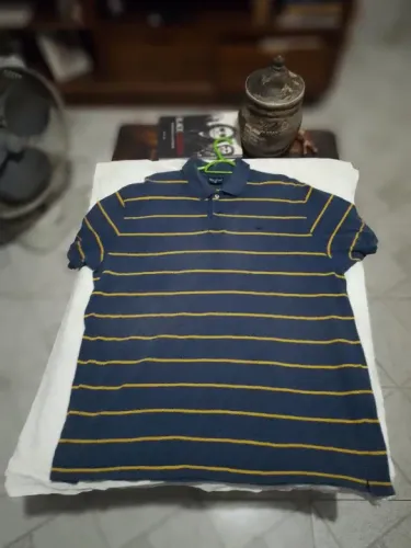 Polo listrada azul e amarelo Mr,Cat  GG