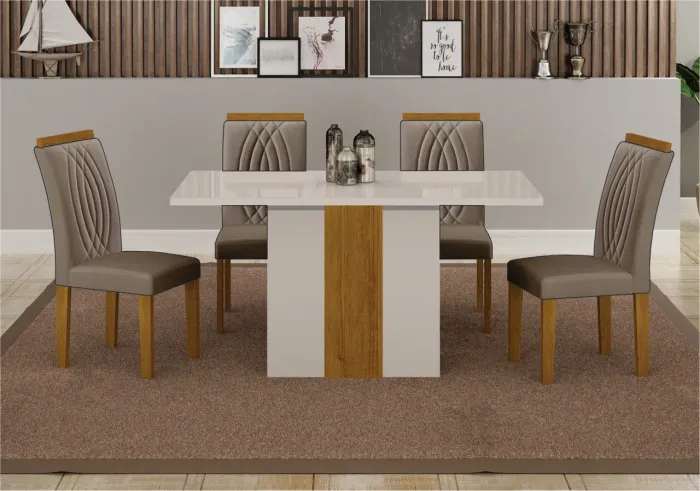 Sala de Jantar Larissa com 4 Cadeiras Oferta t543