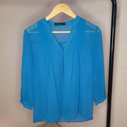 Camisa Feminina Azul Tamanho 40 Marca Cortelle