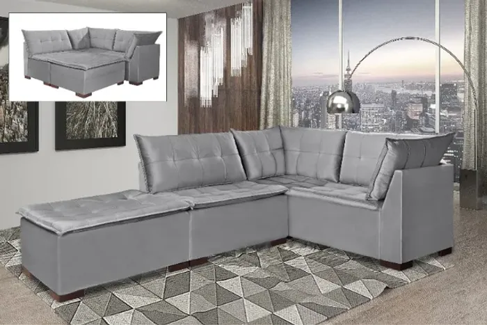 sala escritorio sofa de canto veludo