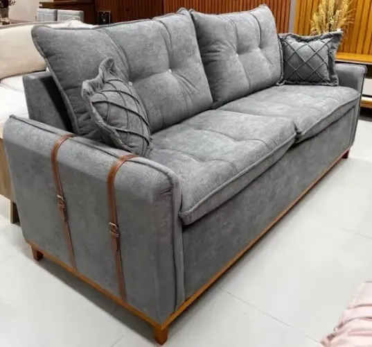 Sofá Living Canadá 2.00m Com Almofadas Soltas Tecido Boucle p65