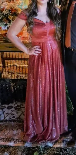 Vestido Festa Terracota com brilho (casamento, madrinha)