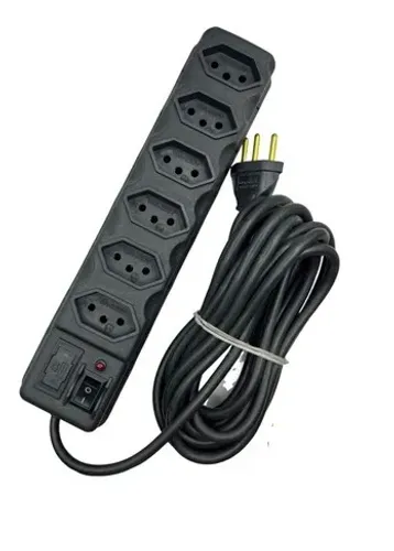 Extensão 5 Metros Filtro Linha 5 Tomadas Régua Elétricas