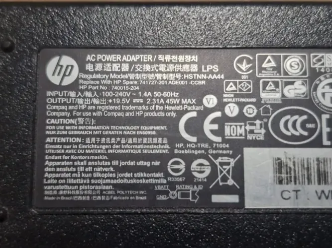 Fonte Carregador HP HSTNN-AA44 45W Usada