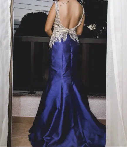 Vestido de Festa Longo Azul Royal