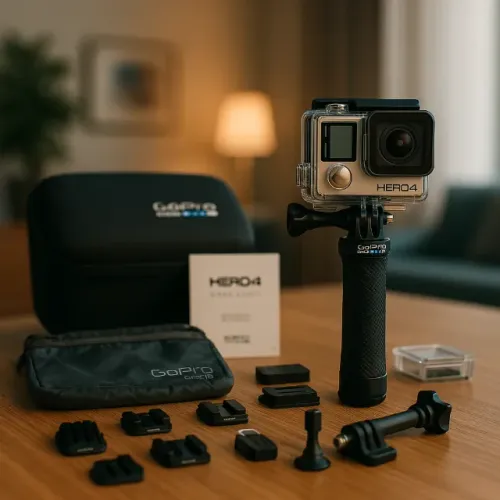 Camera de Ação GoPro Hero 4 Silver com bastão de selfie kit completo com 1 bateria extra
