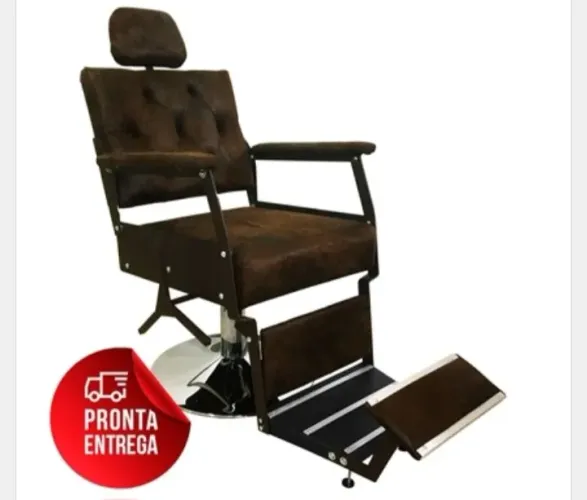 Vendo cadeira de barbeiro marrom rústico 