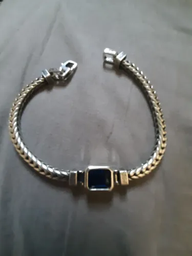 Pulseira tipo Balé com Pedra Azul