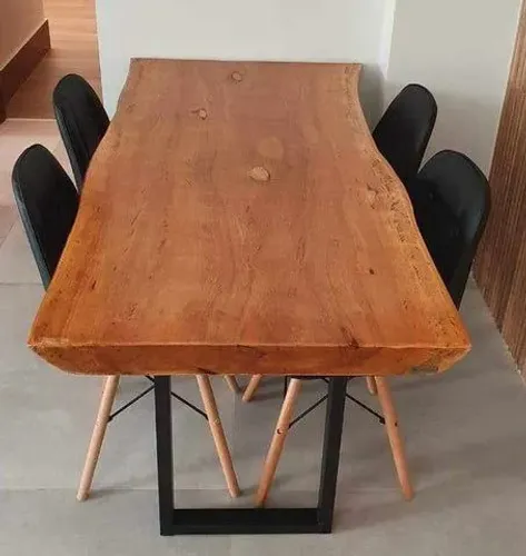 Mesa de Jantar Rústica de Madeira Maciça