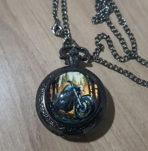 Relógio de bolso com tema de motocicleta