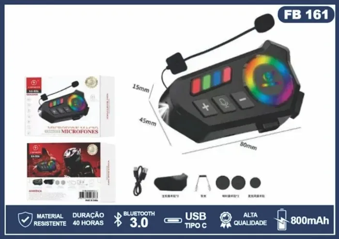 FONE BLUETOOTH PARA CAPACETE MOTO