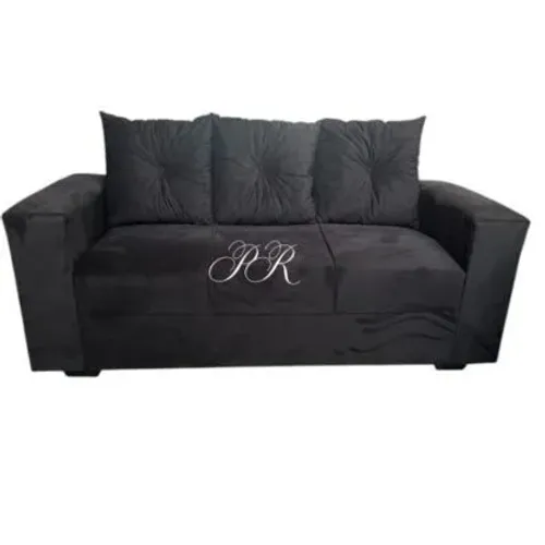 Sofa Pop Bela 3 / Lugares Veludo Cor Marrom Chocolate - almofadas soltas Pés em Madeira