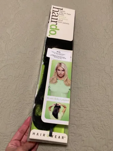 Kit Aplique Extensão de Cabelo HairDo Comprimento e Franja Liso Castanho Escuro 