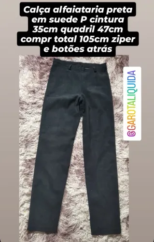 Calça Alfaiataria Preta em Suede