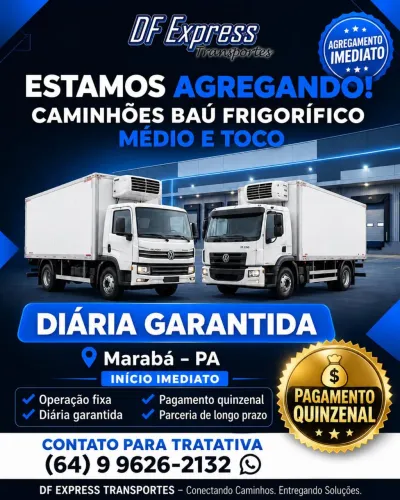AGREGA-SE CAMINHÃO FRIGORÍFICO! PAGAMENTO QUINZENAL $$