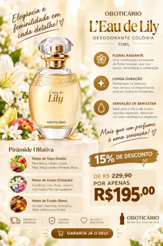 Desodorante Colônia L'Eau de lily