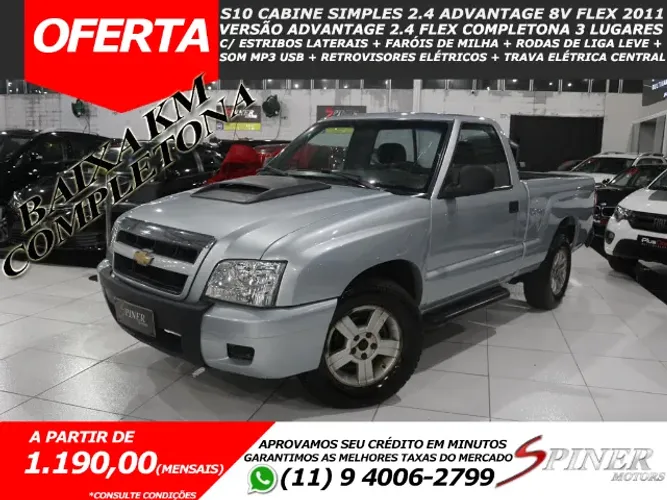 Chevrolet S10 Cabine Simples 2.4 Advantage 8v Flex Completa C/ Rodas + Estribos Baixa KM