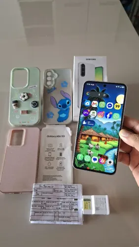 Celular Samsung A56 Na Caixa 256Gbs 8Gbs ram Chip 5G acessorios e Nota F. 1ano e 4M de uso