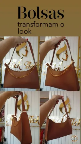 Bolsa shoulder bag com corrente dourada marrom