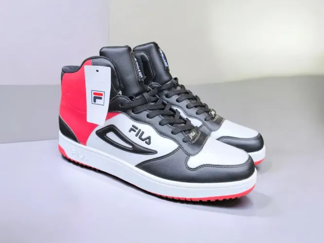 Tênis Fila FX-33 Cano Alto Branco/Preto/Vermelho - Novo