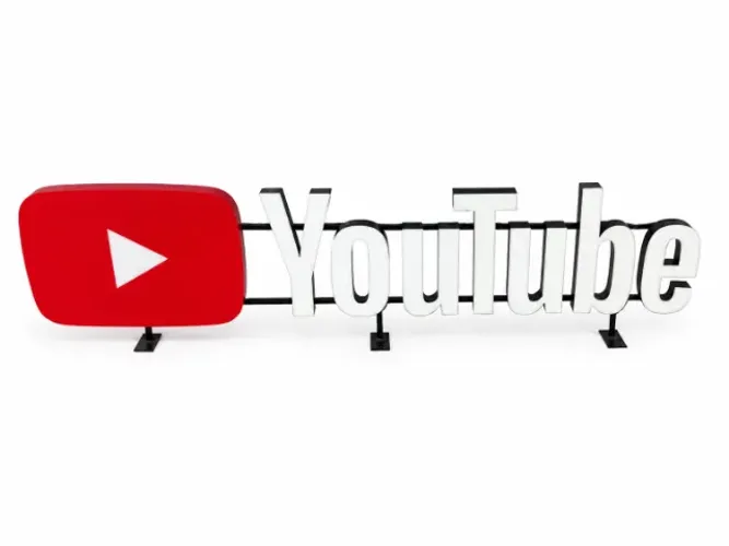 Letreiro YouTube Iluminado - Decoração para Estúdio, Loja ou Empresa