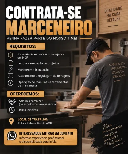 Vaga para marceneiro Sobradinho