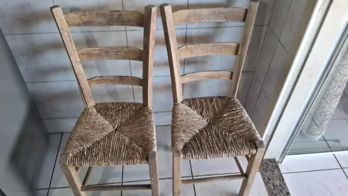 Cadeira assento de palha