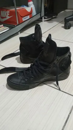All star preto de couro