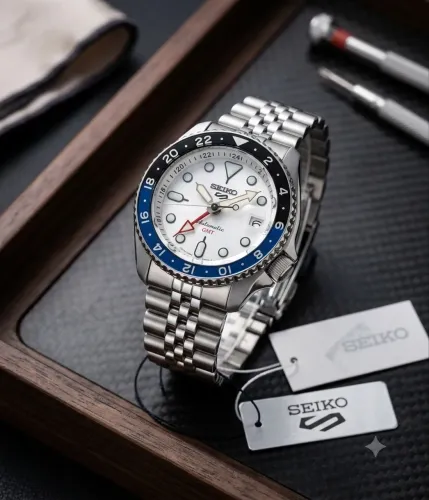 Relógio Seiko 5 Sports GMT Branco Novo