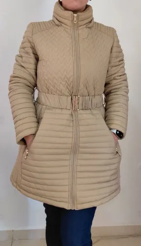 Jaqueta puffer longa feminina