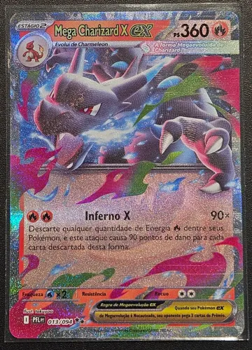 Carta Pokémon Mega Charizard X ex Ultra Rara 013/094 Fogo Fantasmagórico Copag 