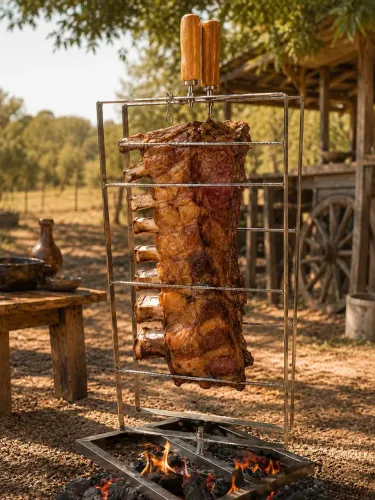 Espeto de Costelão Fogo de Chão com Base Giratória em Estoque