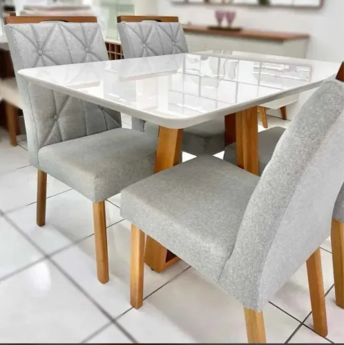 Mesa de Jantar 120x80 Com 4 Cadeiras 100% Madeira