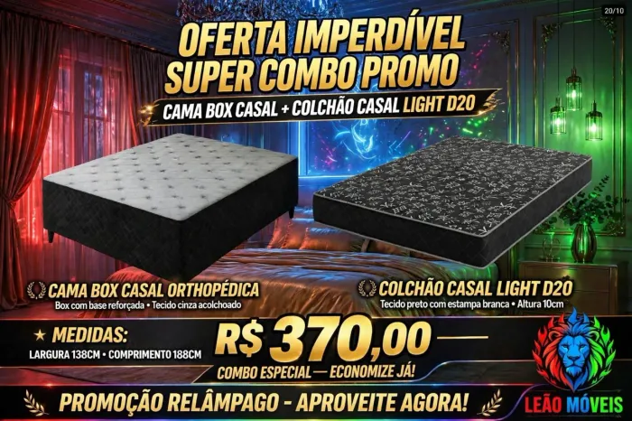 Cama Box Casal +Colchão Casal D20