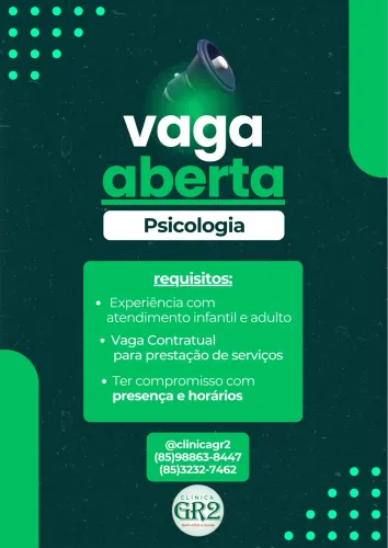 Vaga de emprego para Psicologia