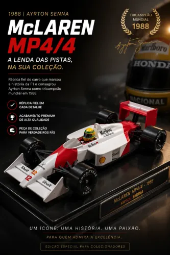 McLaren de Ayrton Senna MP4/4 1988 - Réplica Produzida em Impressão 3D