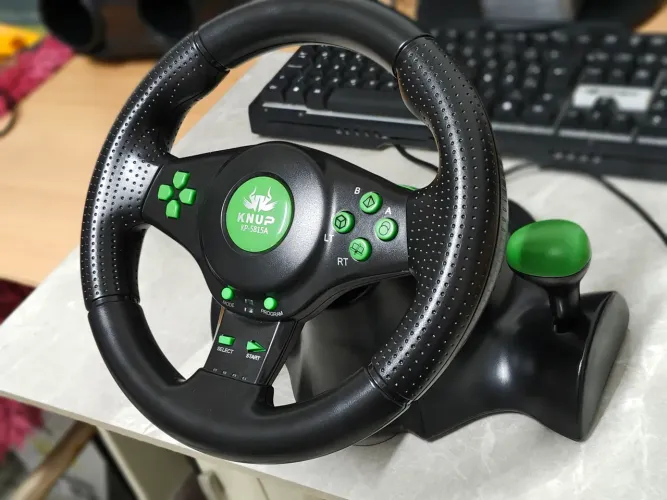 Volante Gamer Knup-5815a para PC, PS2, PS3 e XBOX360 em estado de zero!!! Oportunidade!!!