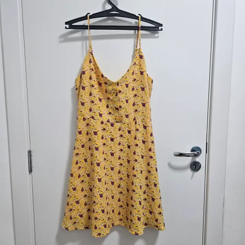 Vestido Floral Forever 21 Tam P Amarelo