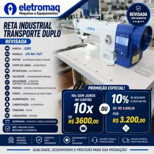Maquina de Costura Transporte Duplo Eletrônica Para Estofaria