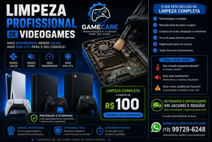 Limpeza Profissional de Vídeo Games - Play Station / XBox
